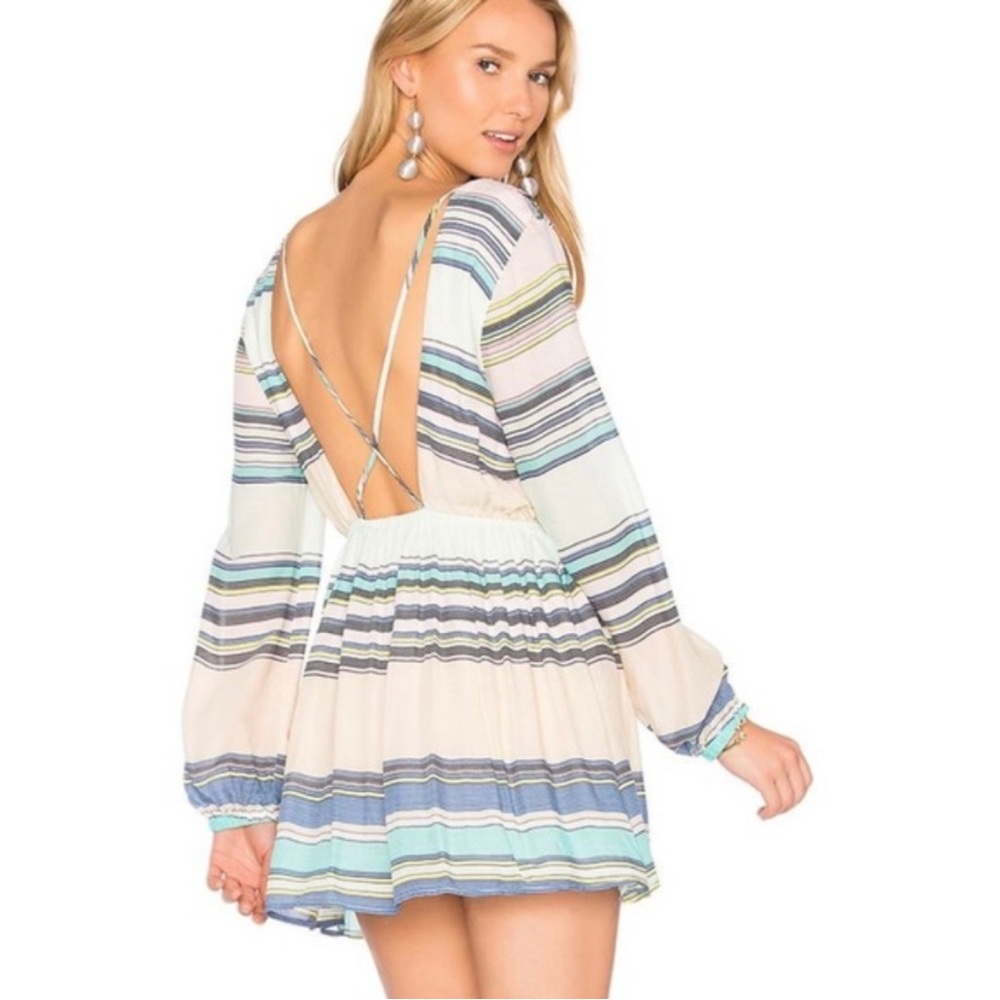 NWT Wildfox striped deep cut long striped sleeved dress, cover up, size medium